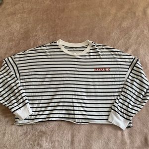 Cotton On Black and white striped Long sleeve chop Size Small